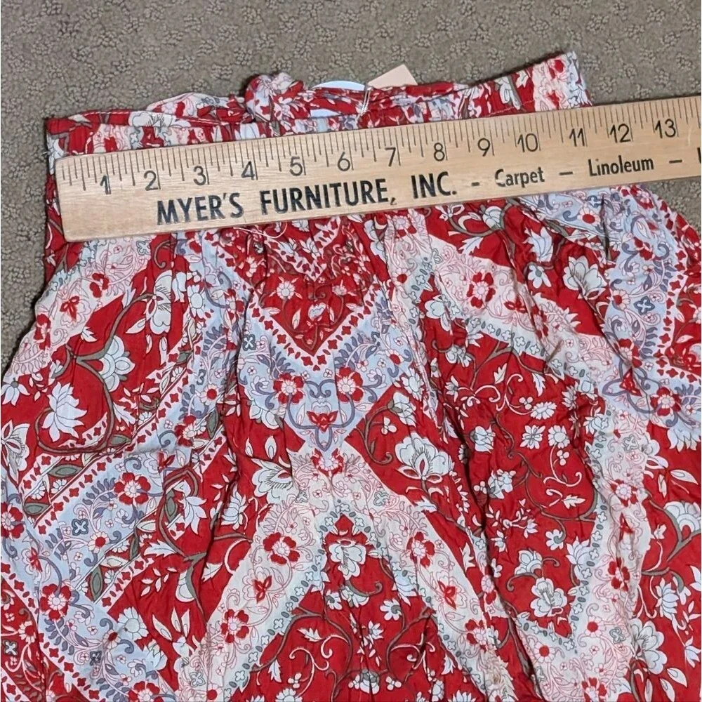 NWT Who I am side slit pants paisley novelty print size 8 beachy boho coverup